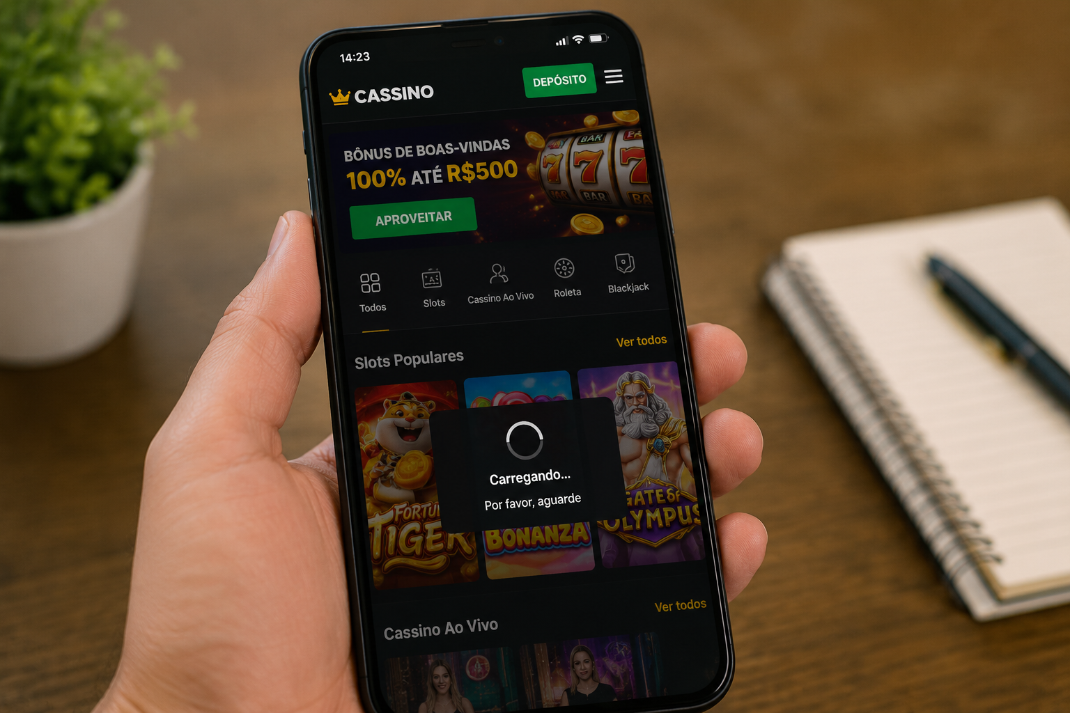 jogo de cassino lento no celular