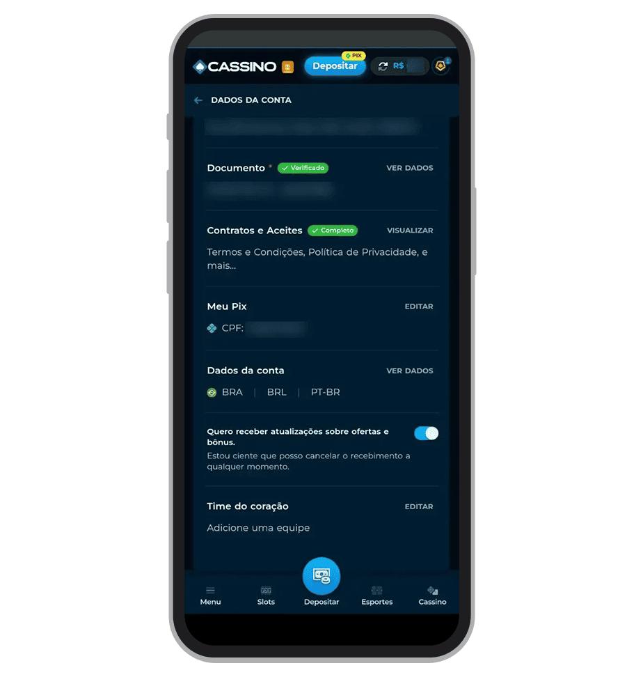 verificação de conta cassino online