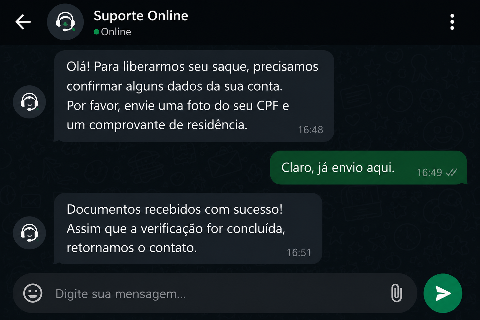 Saque PIX aguardando processamento