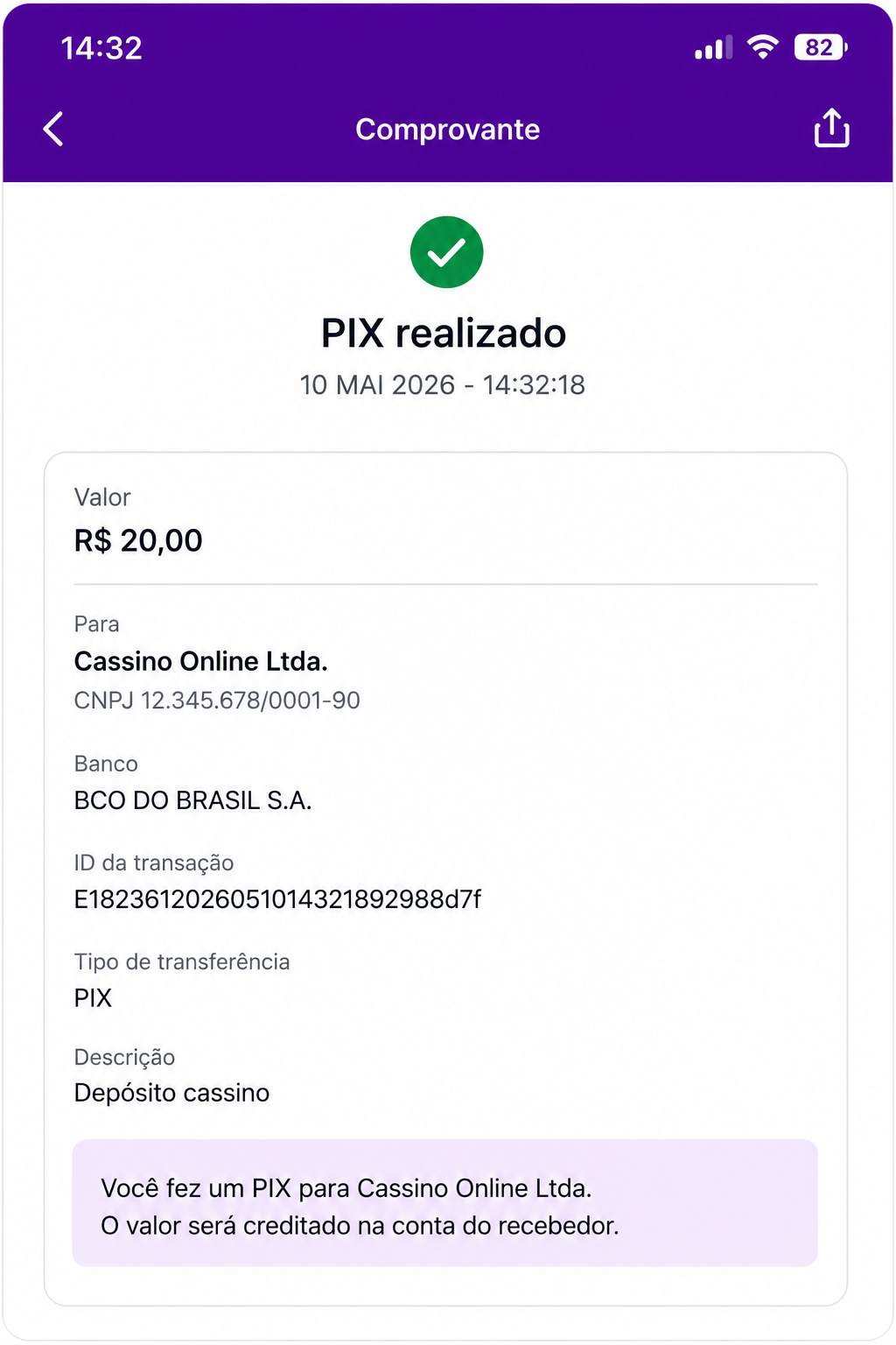 Suporte verificando depósito PIX pendente