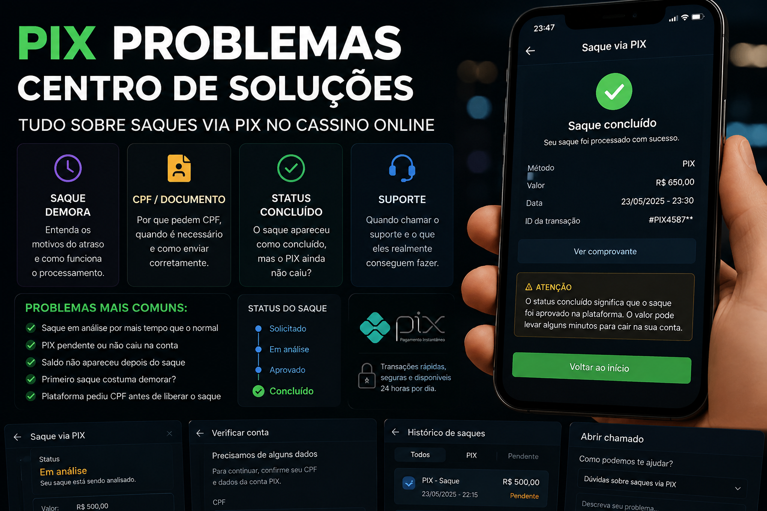 Problemas comuns com saque via PIX