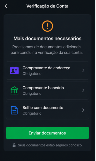 Suporte pediu mais documentos