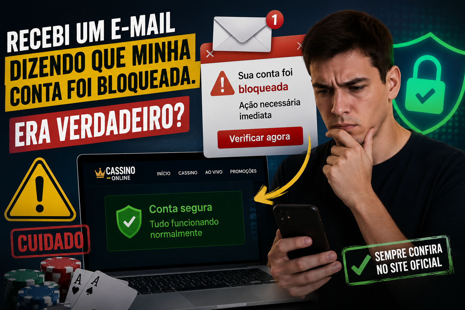 Recebi um e-mail dizendo que minha conta foi bloqueada