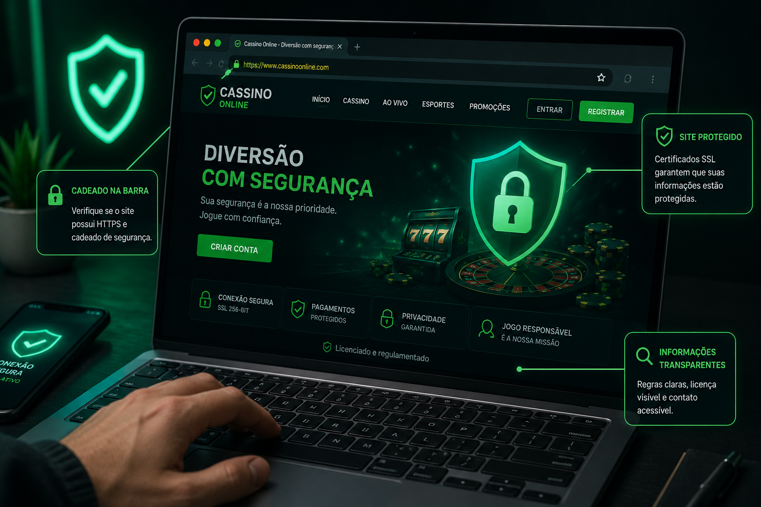 Verificação de segurança de um cassino online antes do depósito