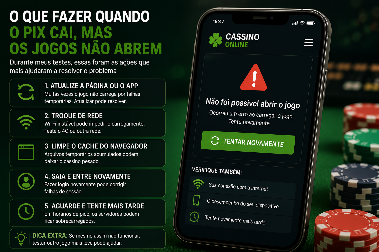 Jogos travando depois do depósito via PIX