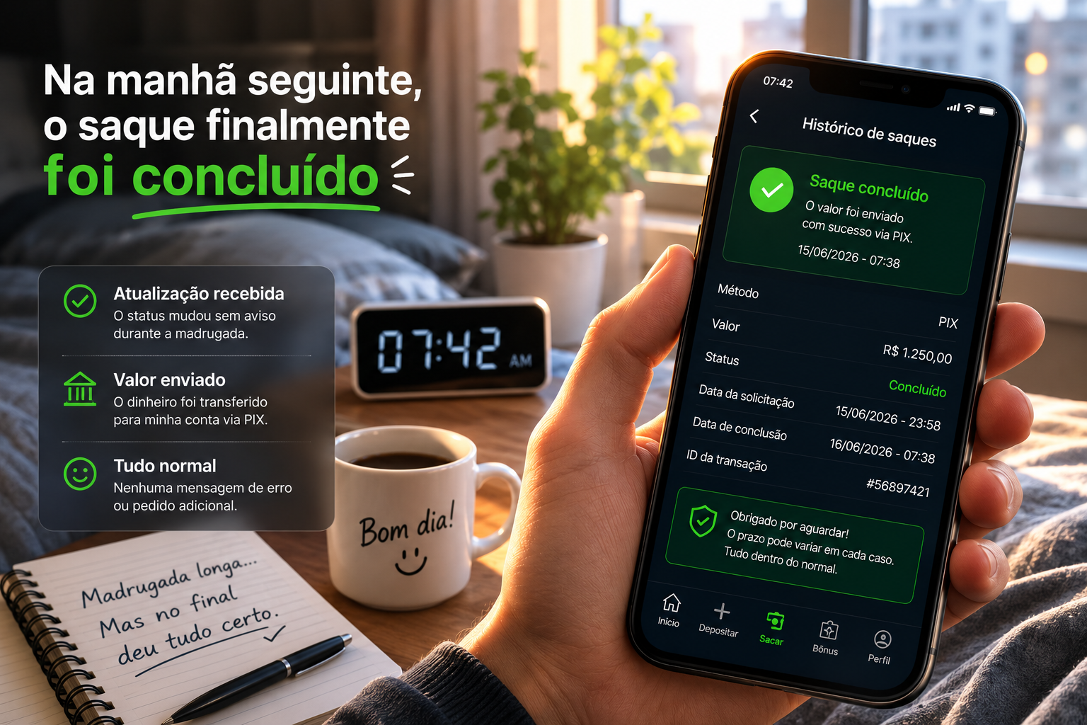 Saque concluído na manhã seguinte